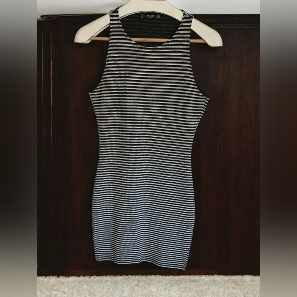 MANGO | Black and White Striped Sleeveless Tank Dress | NWOT | Sz:S (4 US)